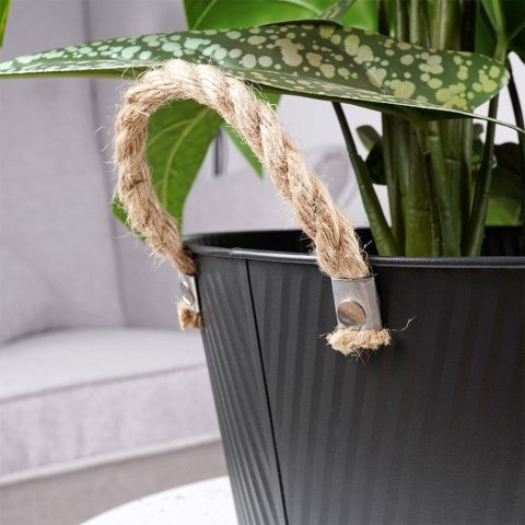 Osłona na doniczkę doniczki osłonka metalowa czarna 25x15cm VILDE 339482