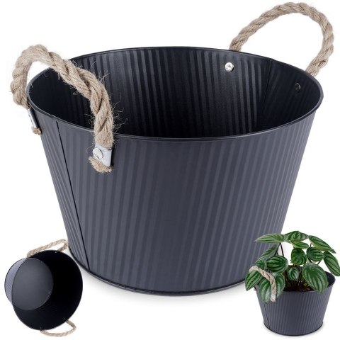 Osłona na doniczkę doniczki osłonka metalowa czarna 25x15cm VILDE 339482