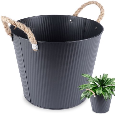 Osłona na doniczkę doniczki osłonka metalowa czarna 26x21cm VILDE 339483