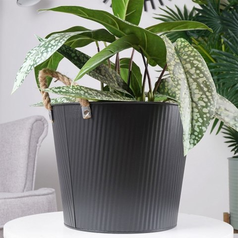 Osłona na doniczkę doniczki osłonka metalowa czarna 26x21cm VILDE 339483