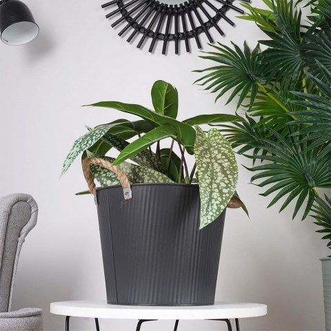 Osłona na doniczkę doniczki osłonka metalowa czarna 26x21cm VILDE 339483