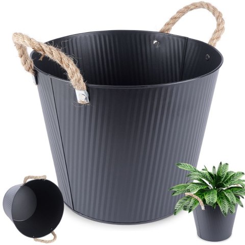 Osłona na doniczkę doniczki osłonka metalowa czarna 26x21cm VILDE 339483