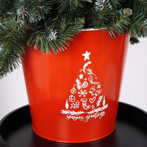 Osłona na doniczkę doniczki osłonka metalowa czerwona świąteczna 30.5x28.5cm VILDE 839403