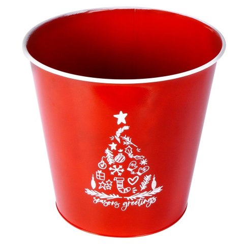 Osłona na doniczkę doniczki osłonka metalowa czerwona świąteczna 30.5x28.5cm VILDE 839403