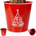 Osłona na doniczkę doniczki osłonka metalowa czerwona świąteczna 30.5x28.5cm VILDE 839403