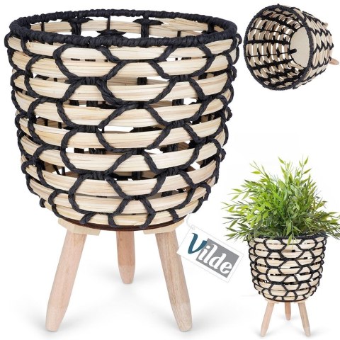 Osłona na doniczkę doniczki osłonka na nóżkach drewniana 21x28.5cm VILDE 339473-M