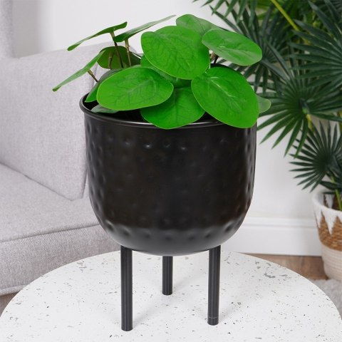 Osłona na doniczkę doniczki osłonka na nóżkach metalowa czarna 19x26cm VILDE 569798