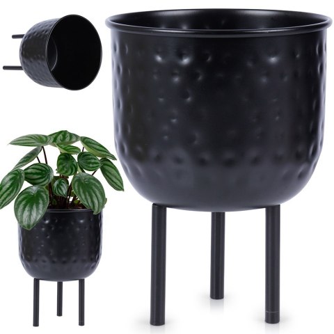 Osłona na doniczkę doniczki osłonka na nóżkach metalowa czarna 19x26cm VILDE 569798