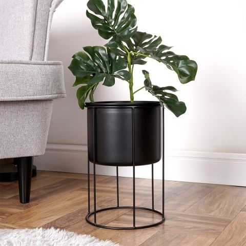 Osłona na doniczkę doniczki osłonka na stojaku metalowa czarna 19x27.5cm HOME STYLING COLLECTION 569953-M
