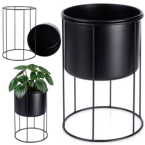 Osłona na doniczkę doniczki osłonka na stojaku metalowa czarna 19x27.5cm HOME STYLING COLLECTION 569953-M