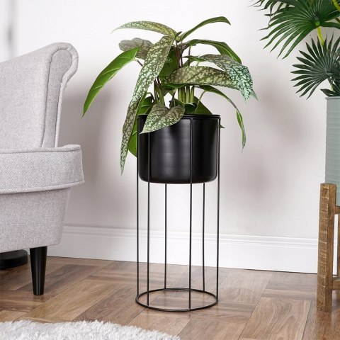 Osłona na doniczkę doniczki osłonka na stojaku metalowa czarna 20.5x45.5cm HOME STYLING COLLECTION 569953-D