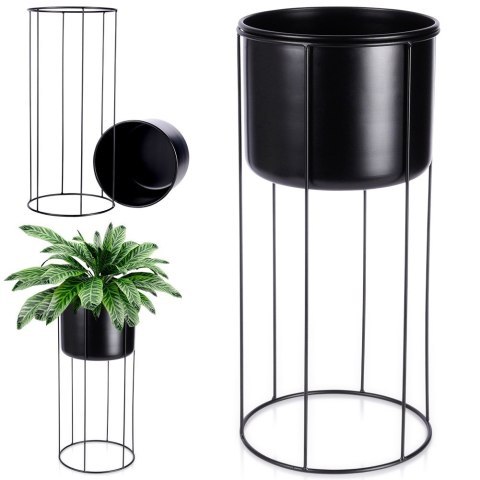 Osłona na doniczkę doniczki osłonka na stojaku metalowa czarna 20.5x45.5cm HOME STYLING COLLECTION 569953-D