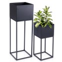 Osłona na doniczkę doniczki osłonka na stojaku metalowa czarna 37 / 58cm 2 szt. VILDE 569903