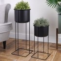 Osłona na doniczkę doniczki osłonka na stojaku metalowa czarna 39.5 / 58.5cm 2 szt. VILDE 339476