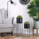 Osłona na doniczkę doniczki osłonka na stojaku metalowa czarna 39.5 / 58.5cm 2 szt. VILDE 339476