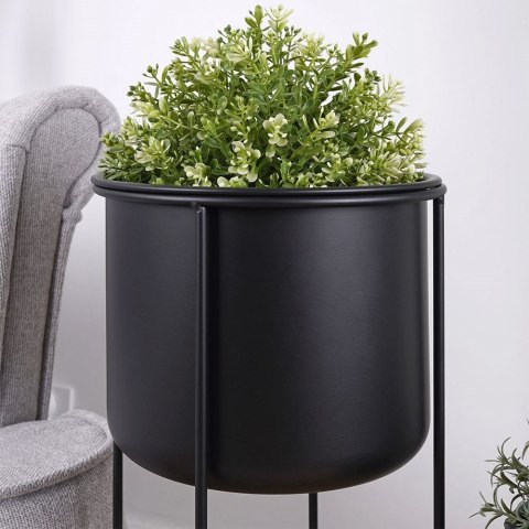 Osłona na doniczkę doniczki osłonka na stojaku metalowa czarna 39.5 / 58.5cm 2 szt. VILDE 339476