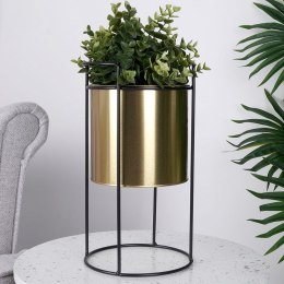 Osłona na doniczkę doniczki osłonka na stojaku metalowa złota 16x26cm VILDE 339474