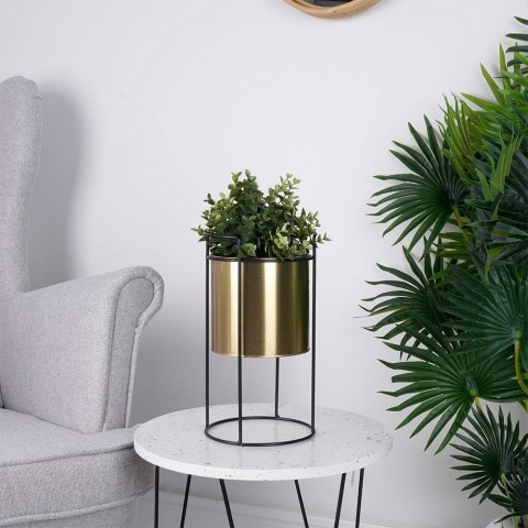 Osłona na doniczkę doniczki osłonka na stojaku metalowa złota 16x26cm VILDE 339474