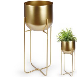 Osłona na doniczkę doniczki osłonka na stojaku metalowa złota 16.5x42cm VILDE 339470-M