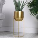 Osłona na doniczkę doniczki osłonka na stojaku metalowa złota 16.5x42cm VILDE 339470-M