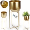 Osłona na doniczkę doniczki osłonka na stojaku metalowa złota 16.5x42cm VILDE 339470-M