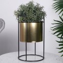Osłona na doniczkę doniczki osłonka na stojaku metalowa złota 18x31cm VILDE 339475