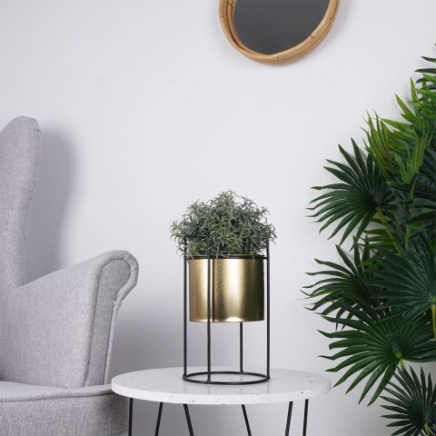 Osłona na doniczkę doniczki osłonka na stojaku metalowa złota 18x31cm VILDE 339475