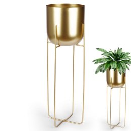 Osłona na doniczkę doniczki osłonka na stojaku metalowa złota 19.5x59cm VILDE 339470-D