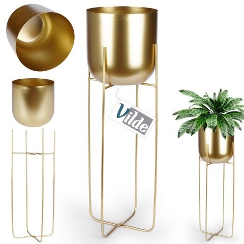 Osłona na doniczkę doniczki osłonka na stojaku metalowa złota 19.5x59cm VILDE 339470-D