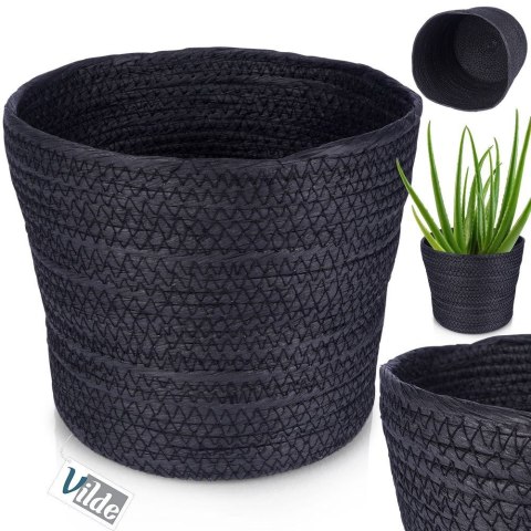 Osłona na doniczkę doniczki osłonka pleciona czarna 22x18cm VILDE 339478-M