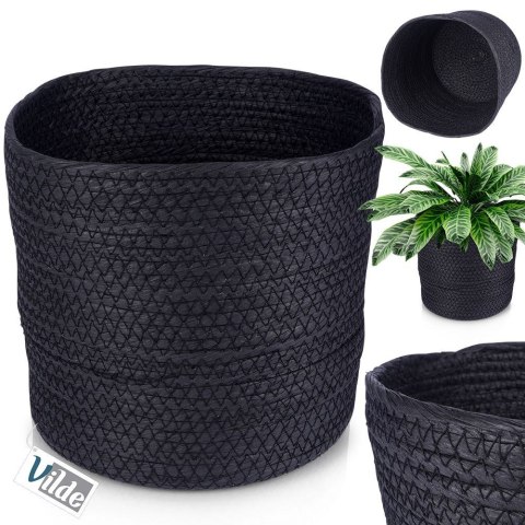 Osłona na doniczkę doniczki papierowa duża osłonka pleciona czarna 23x22cm VILDE 339478-L