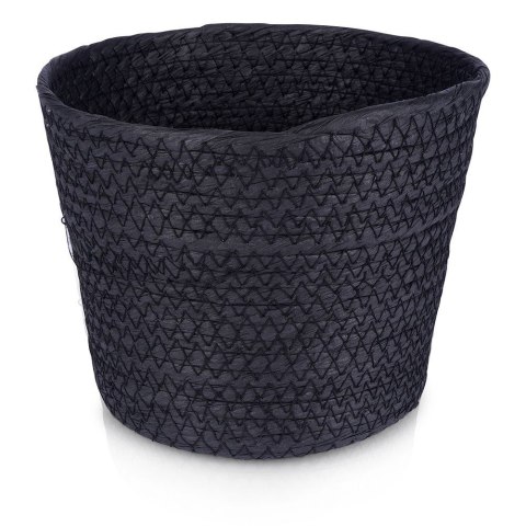 Osłona na doniczkę doniczki papierowa mała osłonka pleciona czarna 19x15.5cm VILDE 339478-S