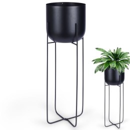 Osłona na doniczkę osłonka na stojaku metalowa czarna ozdobna 19.5x59cm VILDE 339469-D