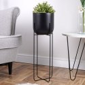 Osłona na doniczkę osłonka na stojaku metalowa czarna ozdobna 19.5x59cm VILDE 339469-D