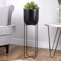 Osłona na doniczkę osłonka na stojaku metalowa czarna ozdobna 19.5x59cm VILDE 339469-D