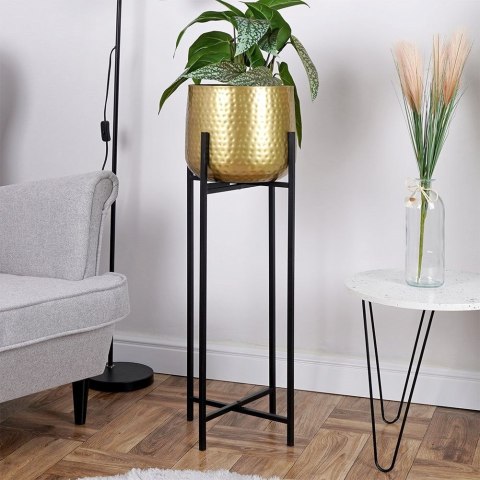 Osłona na doniczkę osłonka na stojaku metalowa złota ozdobna 30x88.5cm VILDE 339466