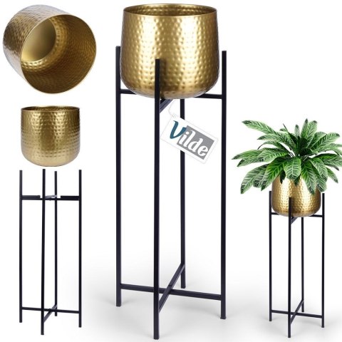 Osłona na doniczkę osłonka na stojaku metalowa złota ozdobna 30x88.5cm VILDE 339466