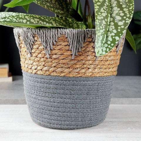 Osłona na doniczki osłonka wiklinowa doniczka szara 24.5x20cm VILDE 569587-S