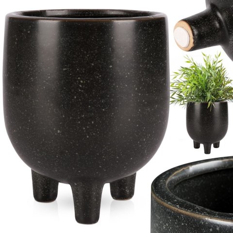 Osłonka na doniczki osłona ceramiczna doniczka czarna 10.5x13cm VILDE 569585