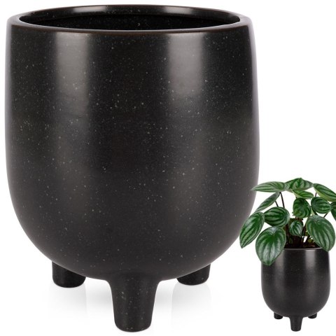 Osłonka na doniczki osłona ceramiczna doniczka czarna 13x15.5cm VILDE 569586