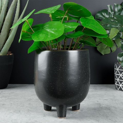 Osłonka na doniczki osłona ceramiczna doniczka czarna 13x15.5cm VILDE 569586