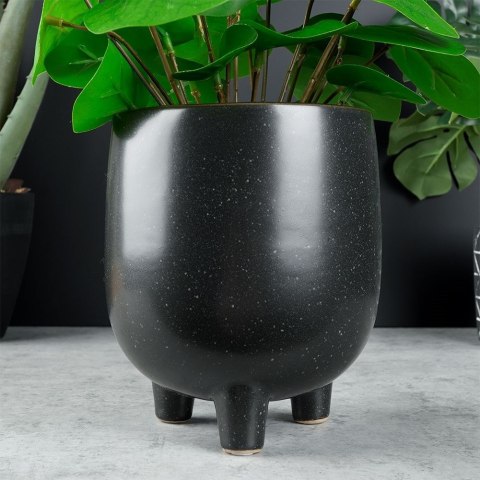 Osłonka na doniczki osłona ceramiczna doniczka czarna 13x15.5cm VILDE 569586