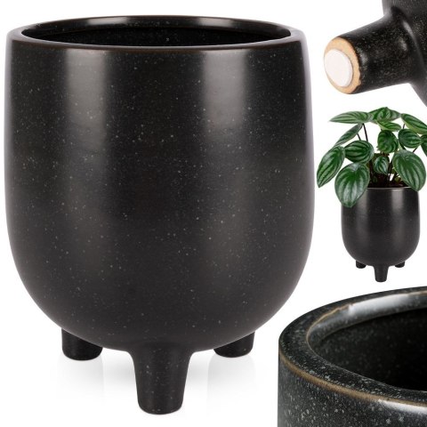 Osłonka na doniczki osłona ceramiczna doniczka czarna 13x15.5cm VILDE 569586