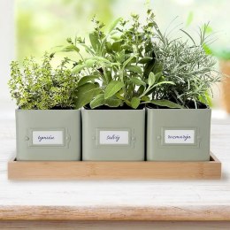 Osłonki na doniczki osłona doniczka na zioła na podstawce zielona metalowa GREENISH 4-ele ORION 310629