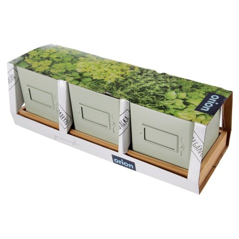 Osłonki na doniczki osłona doniczka na zioła na podstawce zielona metalowa GREENISH 4-ele ORION 310629