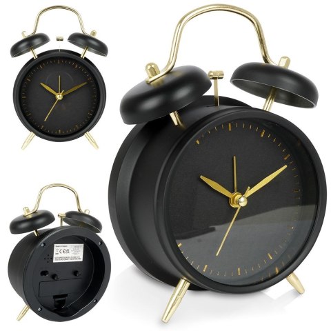 Zegar budzik czarny stołowy analogowy 16.5cm VILDE 569423