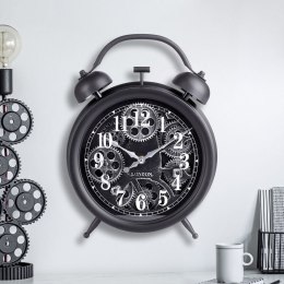 Zegar ścienny na ścianę czarny srebrny budzik 38x30cm VILDE 569609