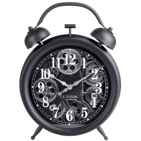 Zegar ścienny na ścianę czarny srebrny budzik 38x30cm VILDE 569609