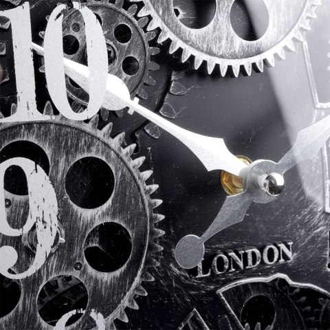 Zegar ścienny na ścianę czarny srebrny budzik 38x30cm VILDE 569609