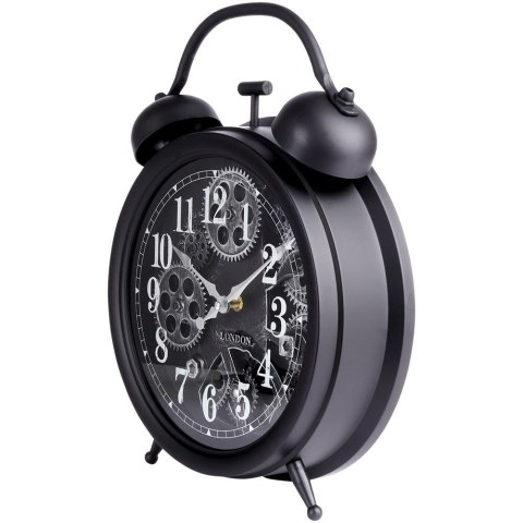 Zegar ścienny na ścianę czarny srebrny budzik 38x30cm VILDE 569609